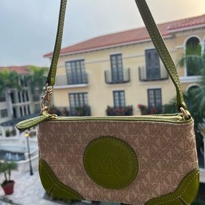 Michael Kors Olive and Beige Wristlet